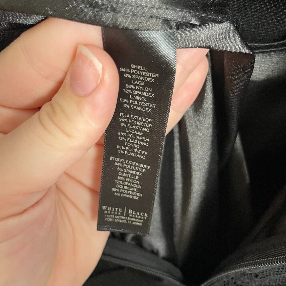 White House Black Market Strapless Lace Striped Bandage Fit and Flare Dress Sz.4 - Picture 10 of 11